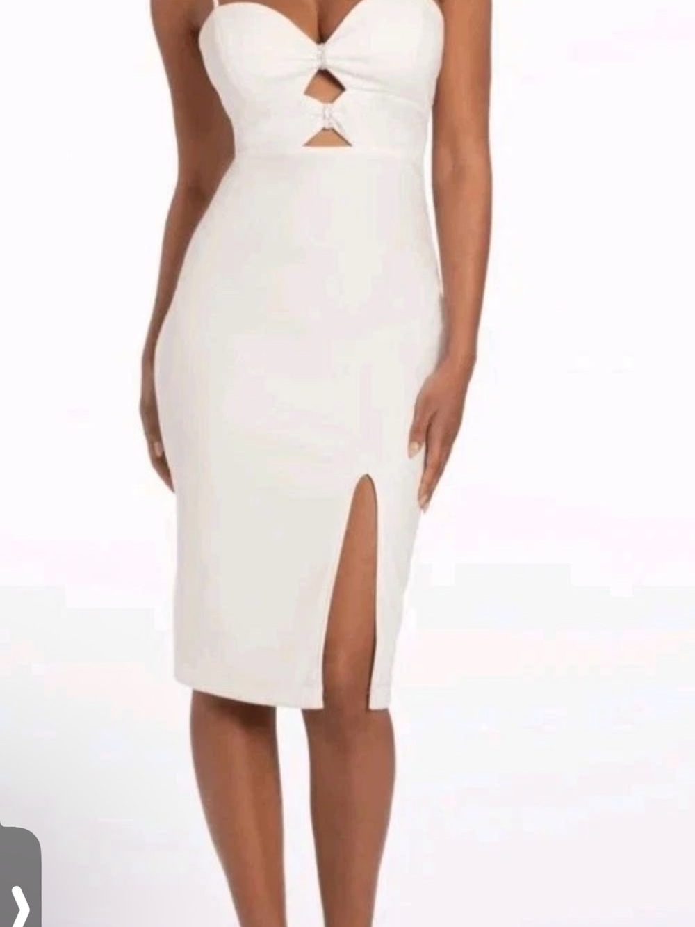 Pear Culture White Cutout Midi Dress with Front Slit size 0 new